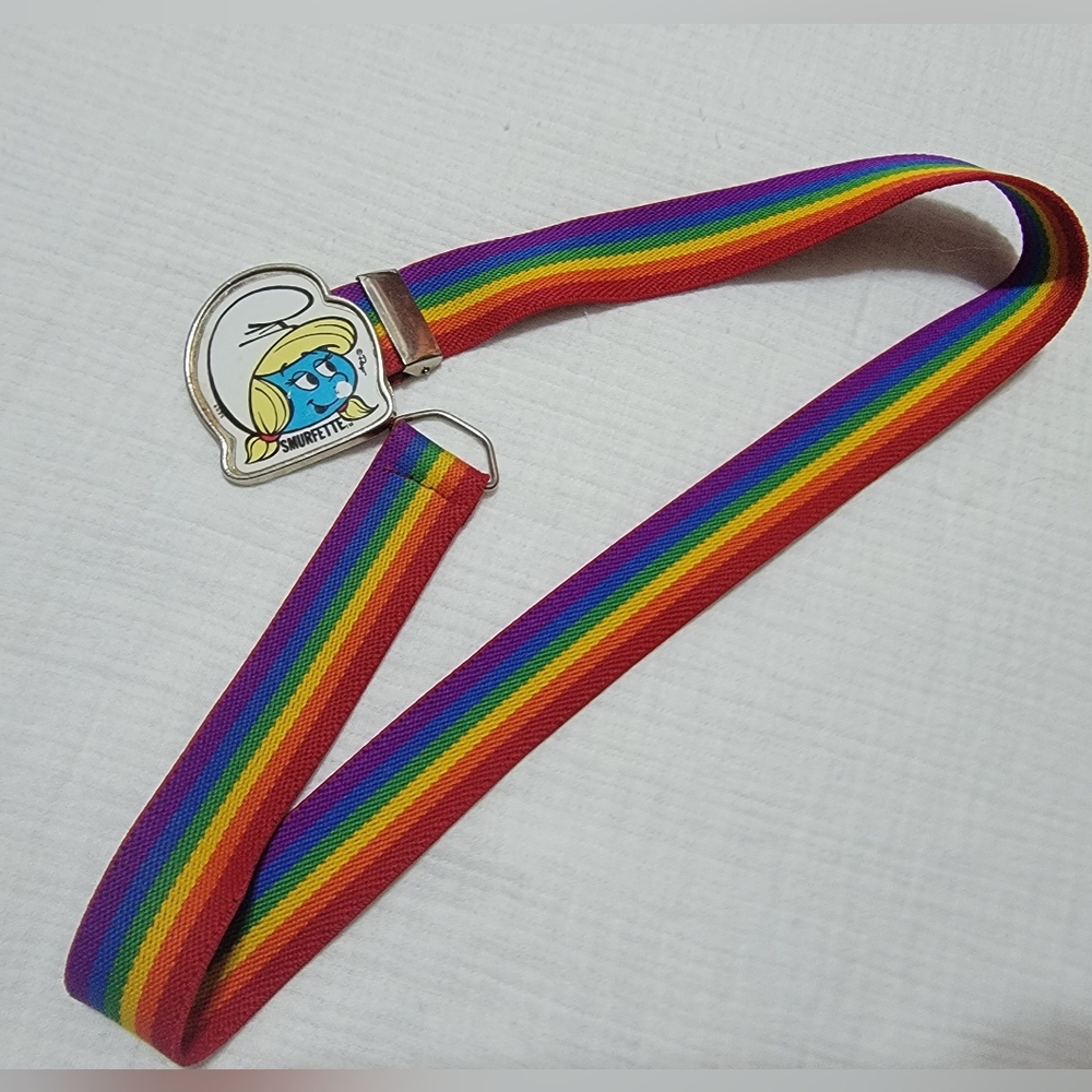Vintage Smurfette Rainbow Kids Clasp Rainbow Belt, elastic and adjustable